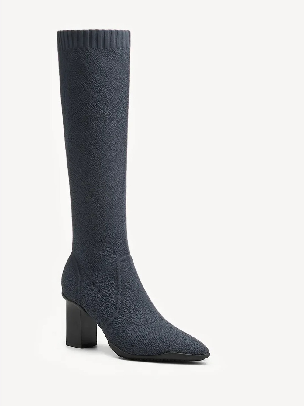 Cozy Island Textured Knee high Knit Boots in Navy
